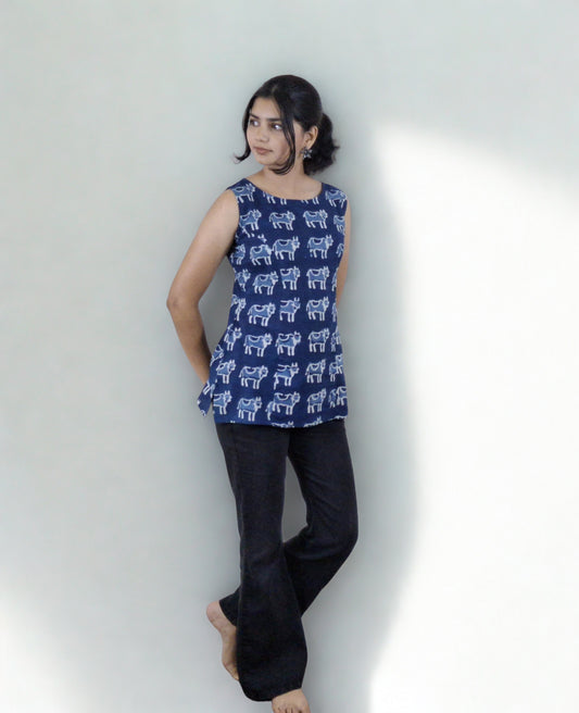 Handblock Cotton Short Top