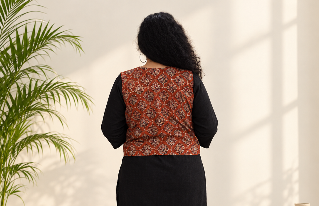 Pure Cotton Hand Block Short Jacket