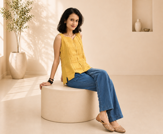 Linen Cotton Hand Crafted Short Top
