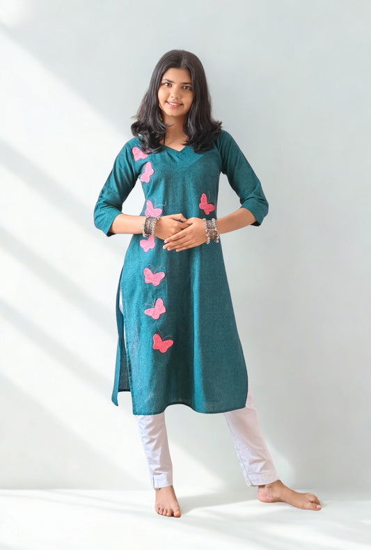 Khadi Patchwork Straight Kurti