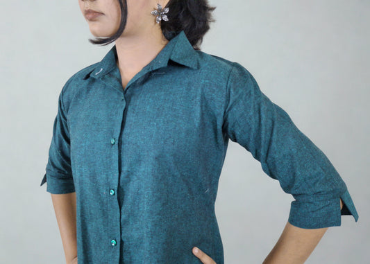 Pure Khadi Shirt_Bottle Green