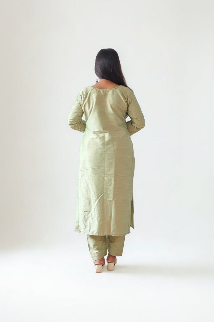Semi Raw Silk Straight kurti