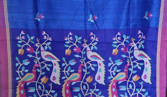 Pure Tussar Jamdani weave Saree