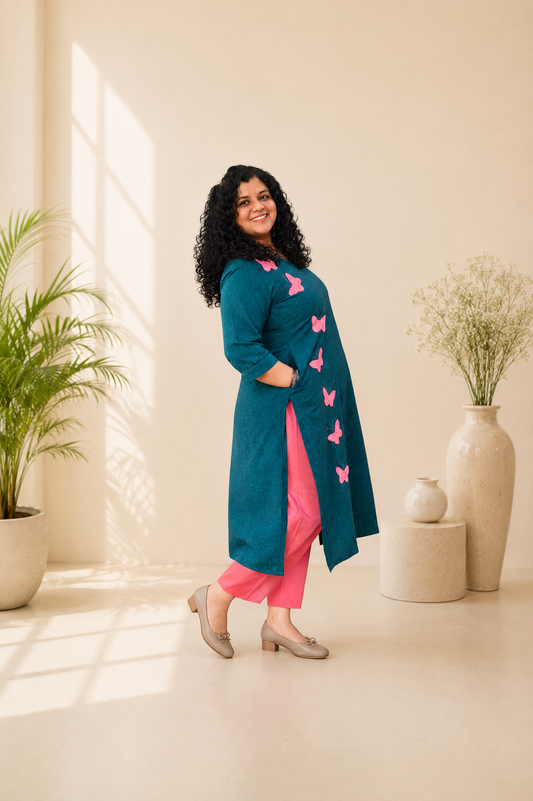 Khadi Patchwork Straight Kurti