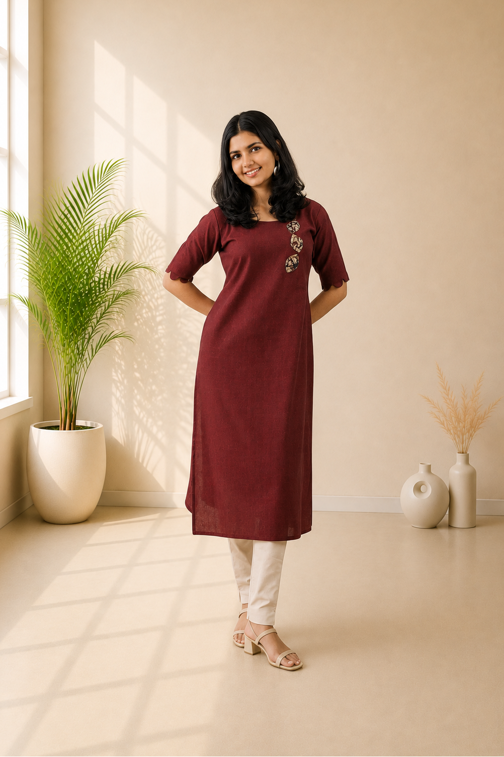 Khadi Patchwork Straight Kurti
