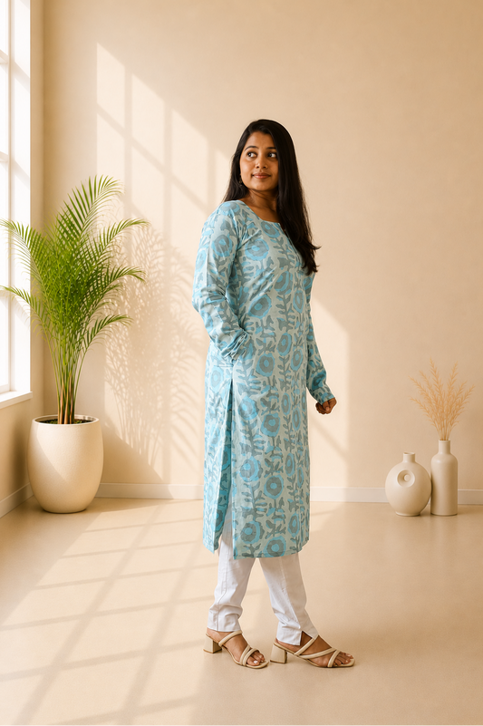 Handblock Straight Kurti