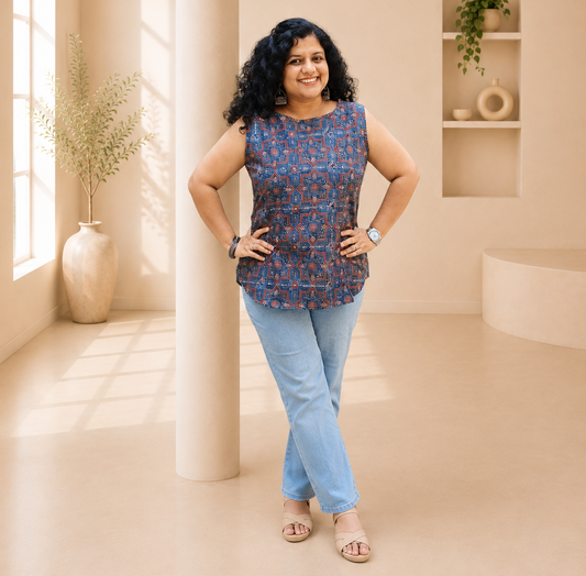 Natural Handblock Short Top