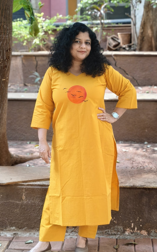 Pure Cotton Hand Painted Straight Kurti