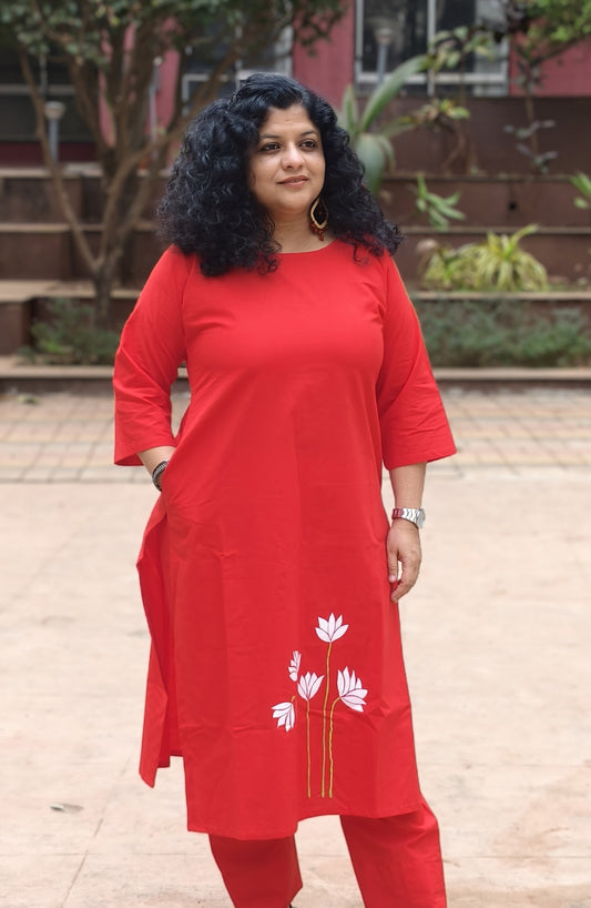 Pure Cotton Hand Painted Straight Kurti