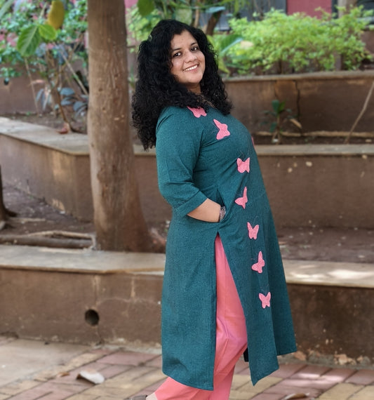 Khadi Patchwork Straight Kurti
