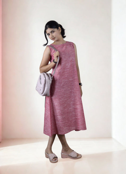 Pure Khadi One piece_Dark Pink