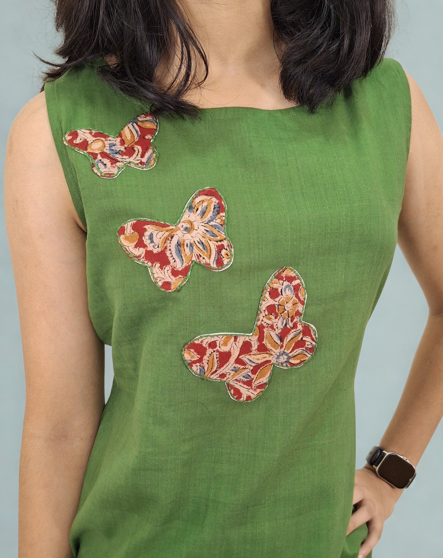 Handwoven Handspun Cotton Patchwork Short Top