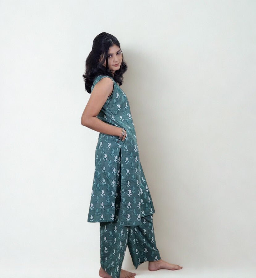 Handblock Cotton Co-ord Set