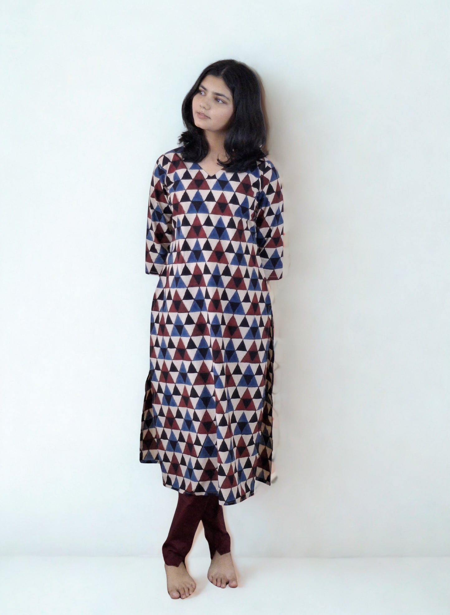 Natural Handblock Cotton Straight Kurti