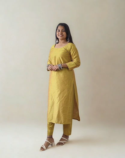 Semi Raw Silk Straight kurti