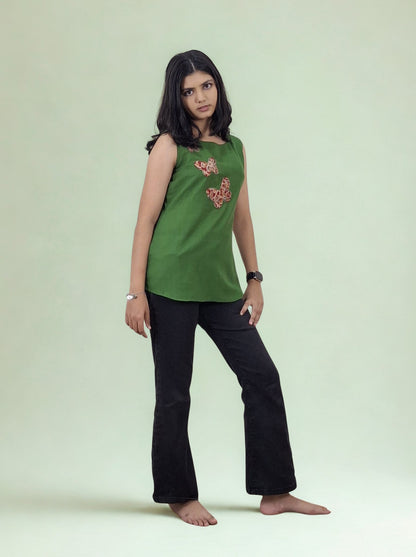 Handwoven Handspun Cotton Patchwork Short Top