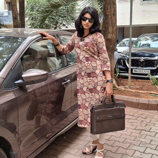 Natural Handblock Cotton Straight Kurti