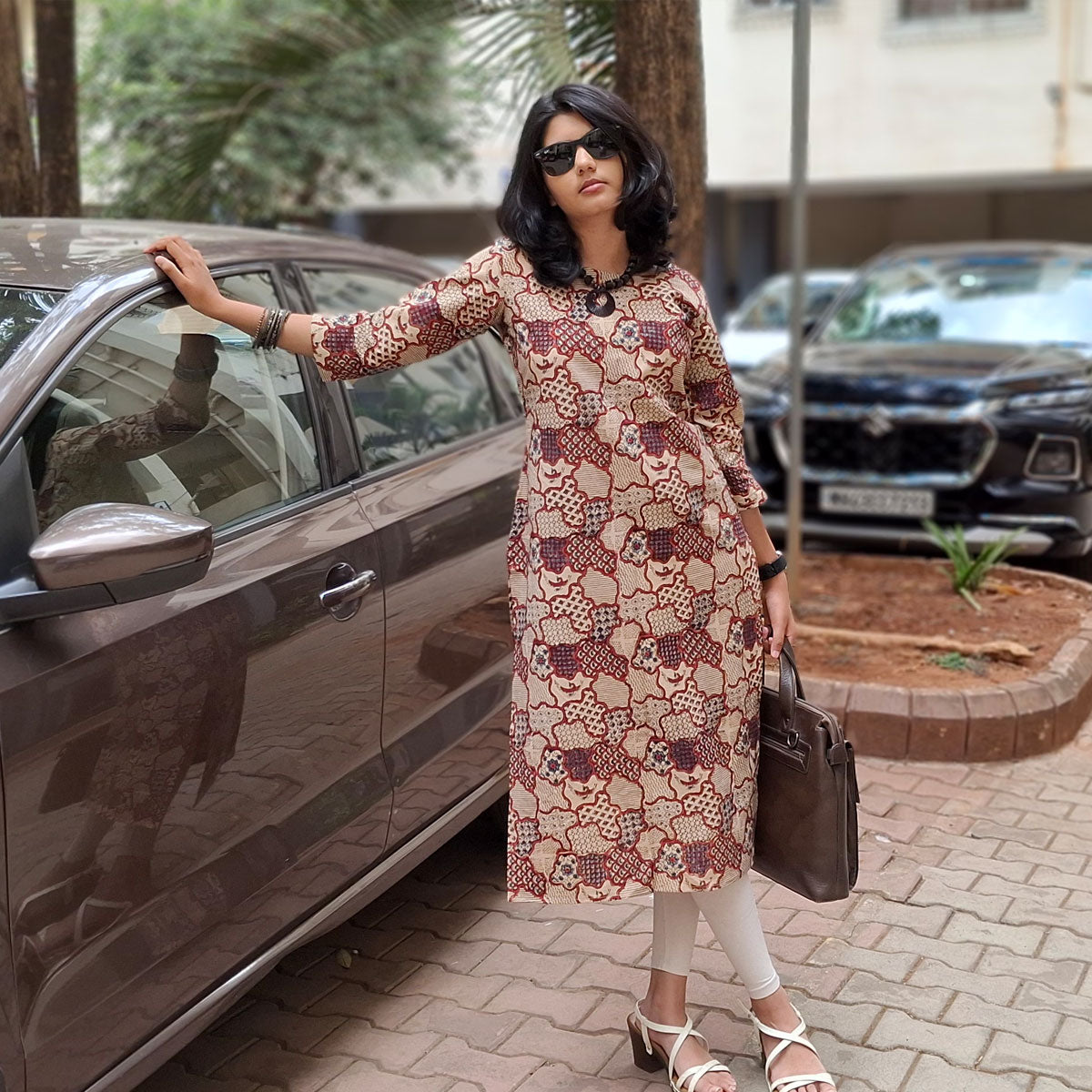 Natural Handblock Cotton Straight Kurti