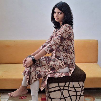 Natural Handblock Cotton Straight Kurti