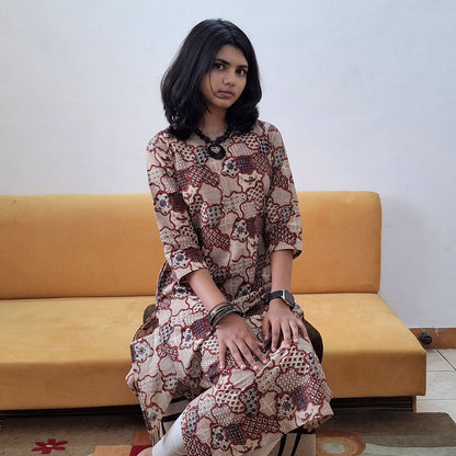 Natural Handblock Cotton Straight Kurti