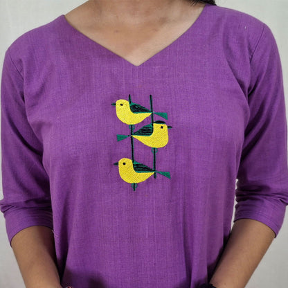 Handwoven Handspun Cotton Embroidered Straight Kurti