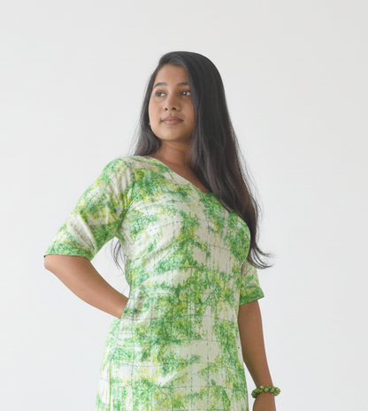 Handloom Cotton Checks Batik straight kurti