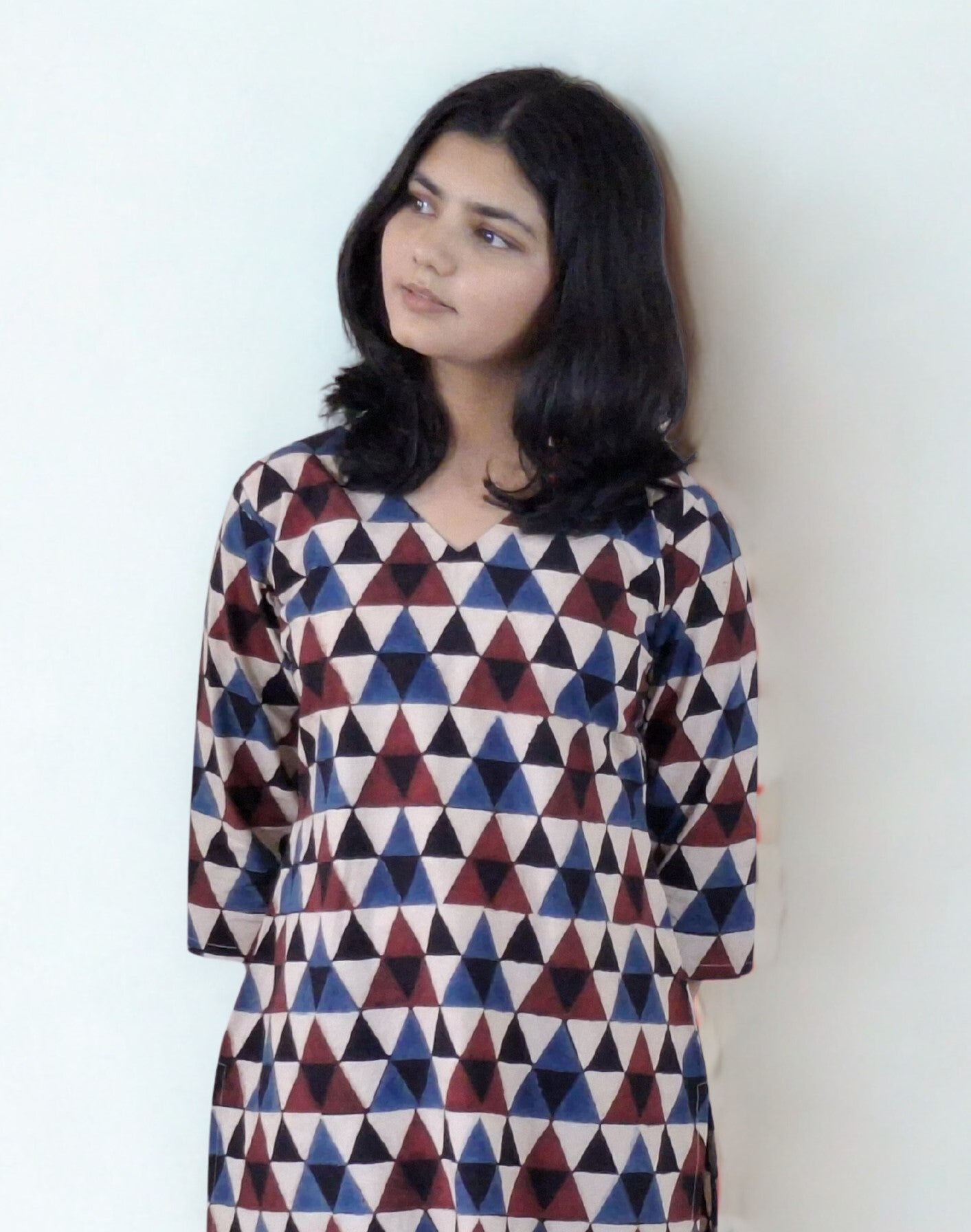 Natural Handblock Cotton Straight Kurti