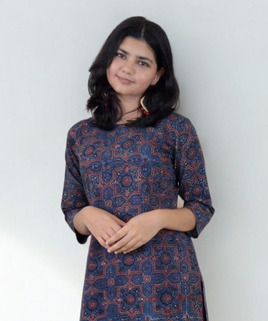 Natural Handblock Cotton Straight Kurti