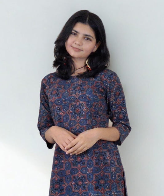 Natural Handblock Cotton Straight Kurti