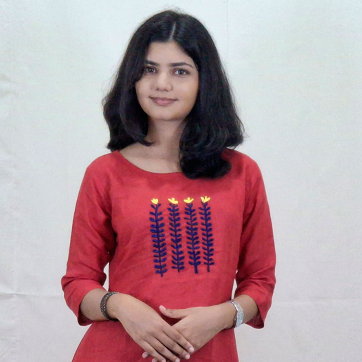 Linen Cotton Embroideried Straight Kurti