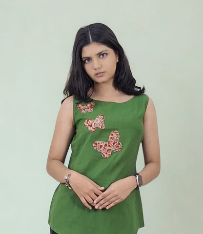 Handwoven Handspun Cotton Patchwork Short Top