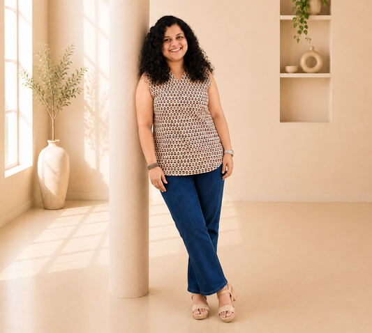 Natural Handblock Short Top