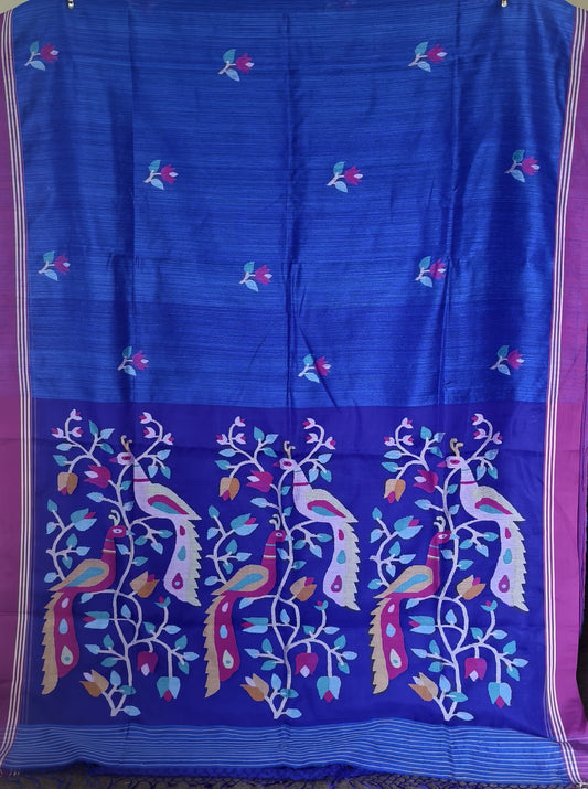 Pure Tussar Jamdani weave Saree