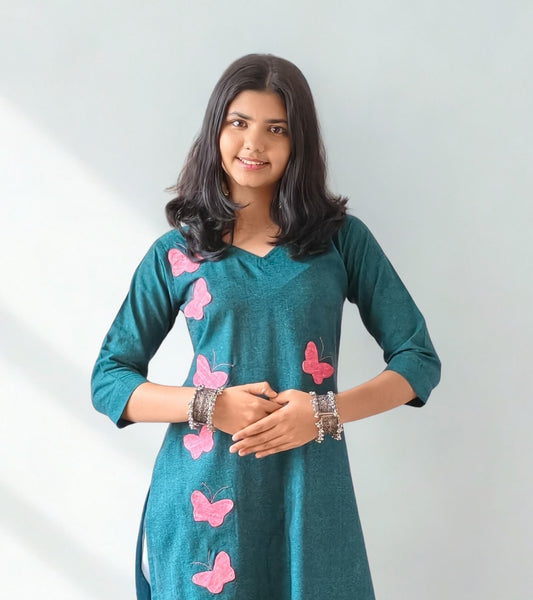 Khadi Patchwork Straight Kurti