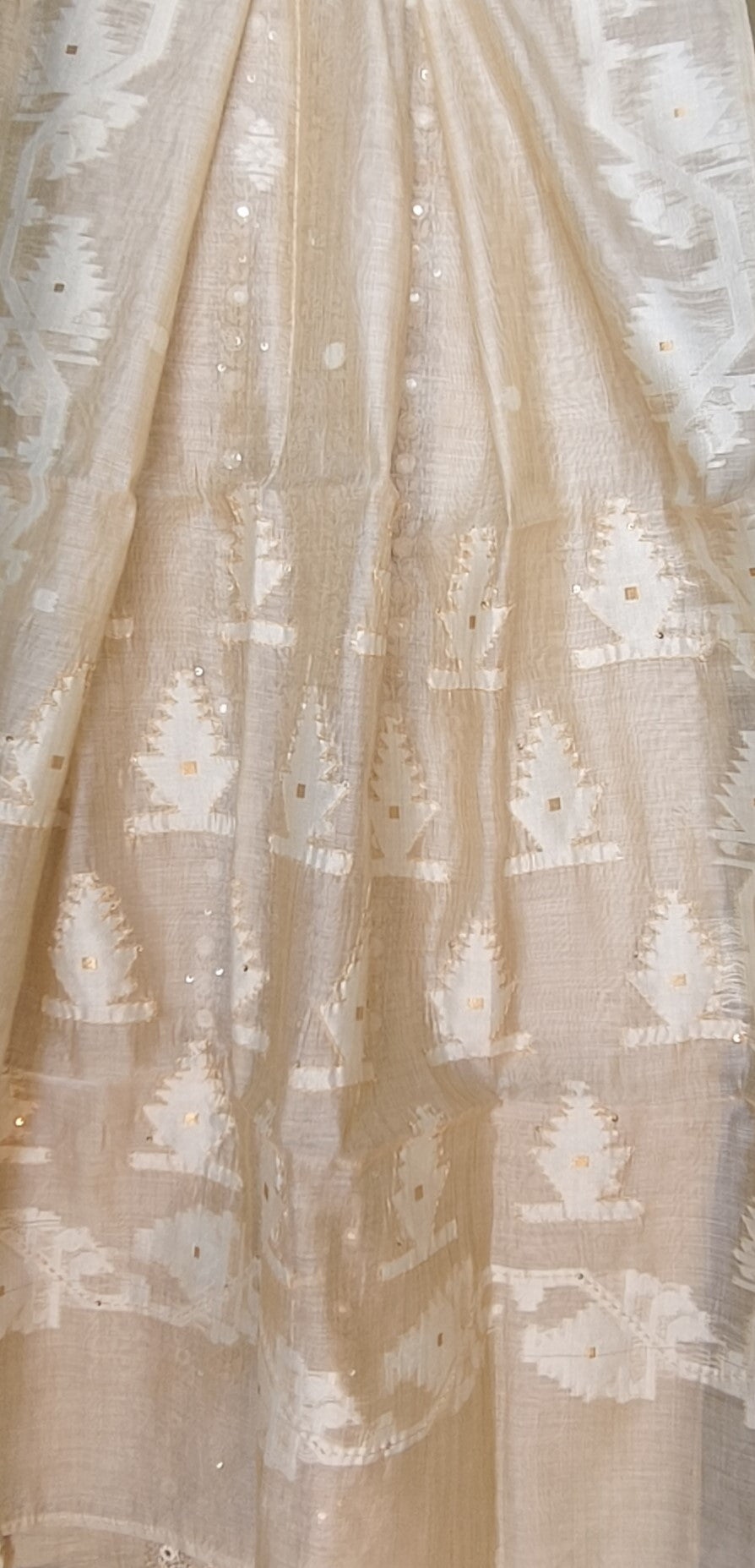 Semi Tussar hand Embroidered 3 piece unstiched Suit Set
