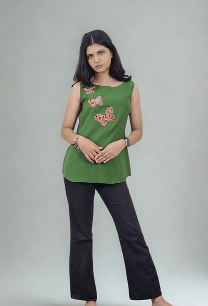 Handwoven Handspun Cotton Patchwork Short Top