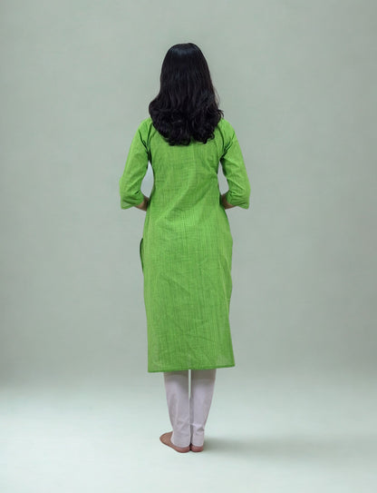 Handloom Cotton Patchwork Straight Kurti