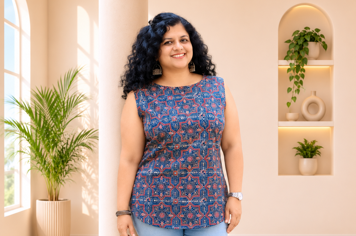 Natural Handblock Short Top