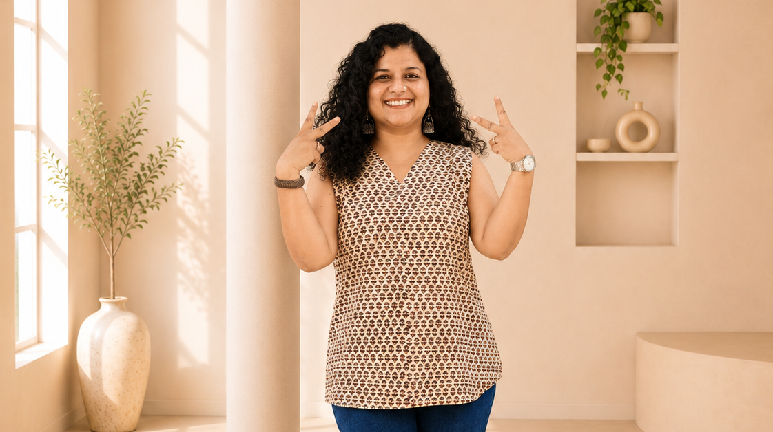Natural Handblock Short Top