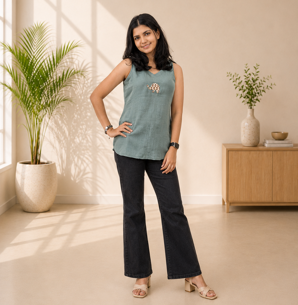 Organic Cotton Patchwork Short Top