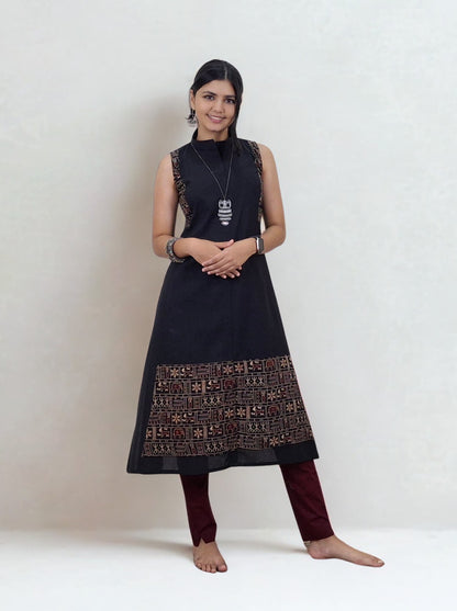 Handloom Cotton Patchwork A Line Kurti
