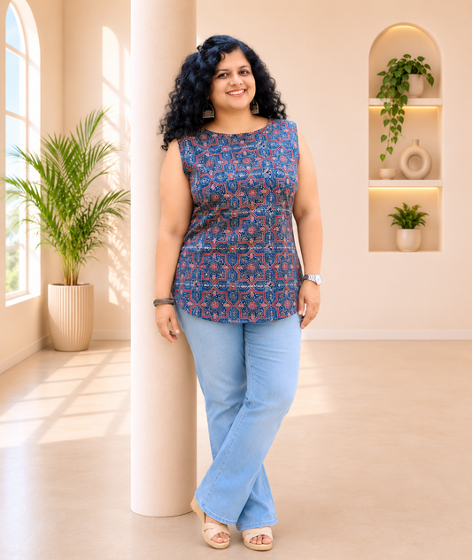 Natural Handblock Short Top