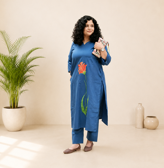 Pure Cotton Hand Painted Straight Kurti