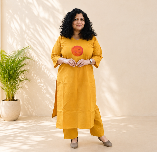 Pure Cotton Hand Painted Straight Kurti