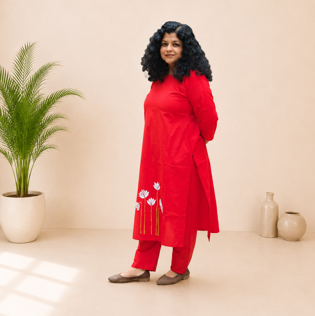 Pure Cotton Hand Painted Straight Kurti