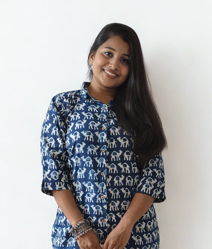 Handblock Animal print Shirt