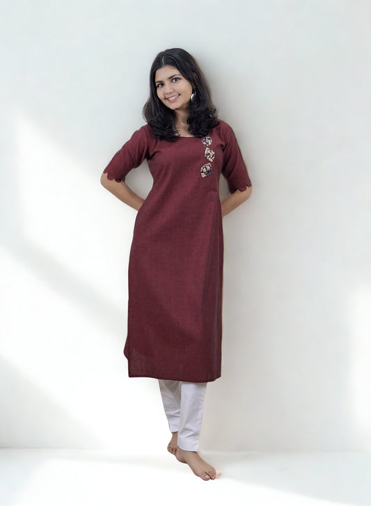 Khadi Patchwork Straight Kurti