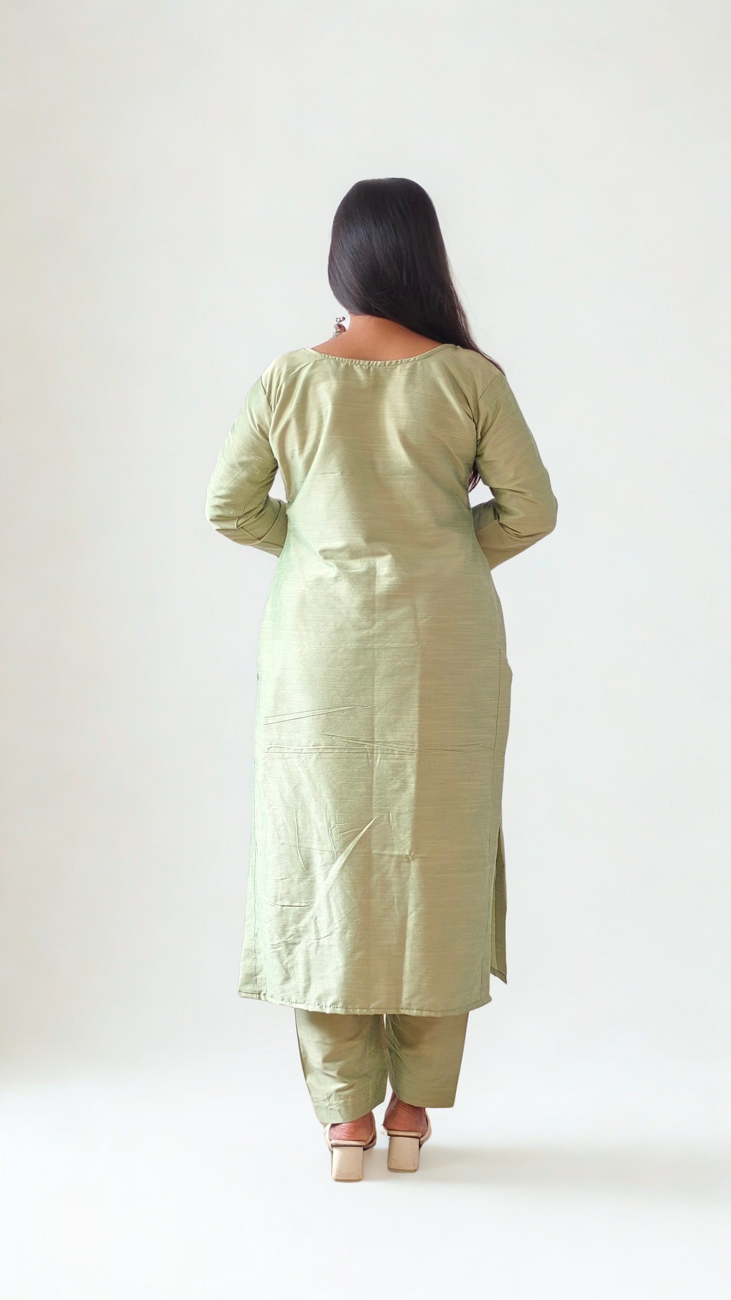 Semi Raw Silk Straight kurti