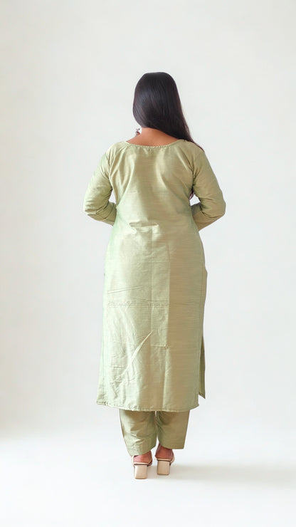 Semi Raw Silk Straight kurti