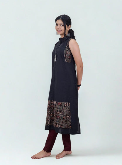 Handloom Cotton Patchwork A Line Kurti